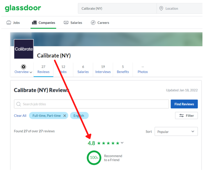 معايرة Glassdoor