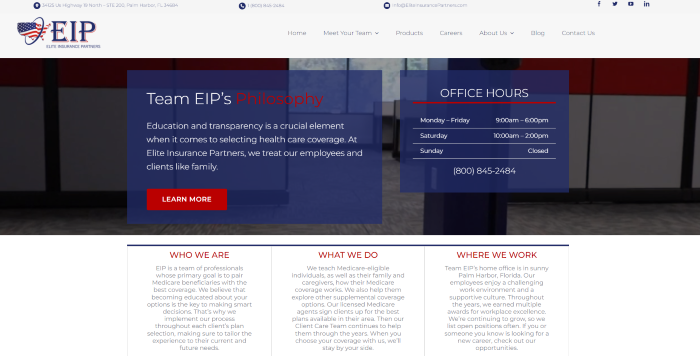 Page d'accueil des partenaires d'assurance Elite