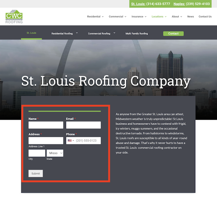 Form über der Falte