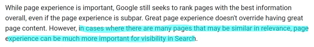 Referência de experiência de página