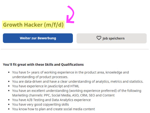 Descripción del trabajo de hacker de crecimiento poco realista (generalista de marketing)