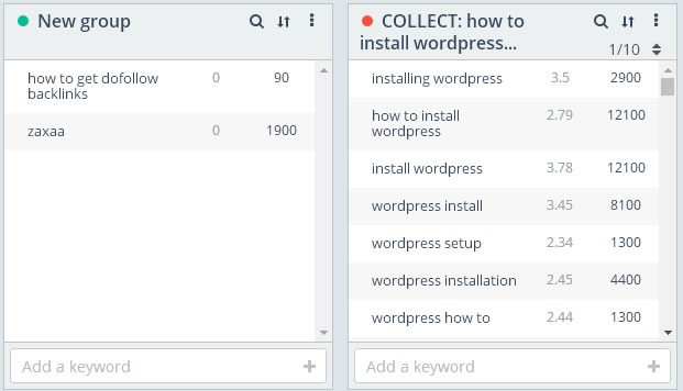 topvisor 关键字结果