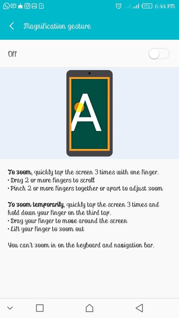 gesto di ingrandimento Android