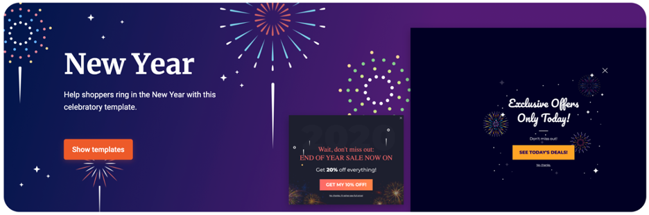 9 Ide Kampanye Popup Tahun Baru yang Dapat Anda Curi (Contoh & Template Kehidupan Nyata) new year popup 05 - 9 New Year Popup Campaign Ideas You Can Steal (Real-Life Examples & Templates)