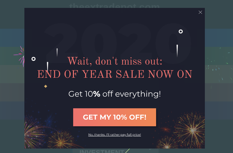 9 Ide Kampanye Popup Tahun Baru yang Dapat Anda Curi (Contoh & Template Kehidupan Nyata) new year popup 02 - 9 New Year Popup Campaign Ideas You Can Steal (Real-Life Examples & Templates)