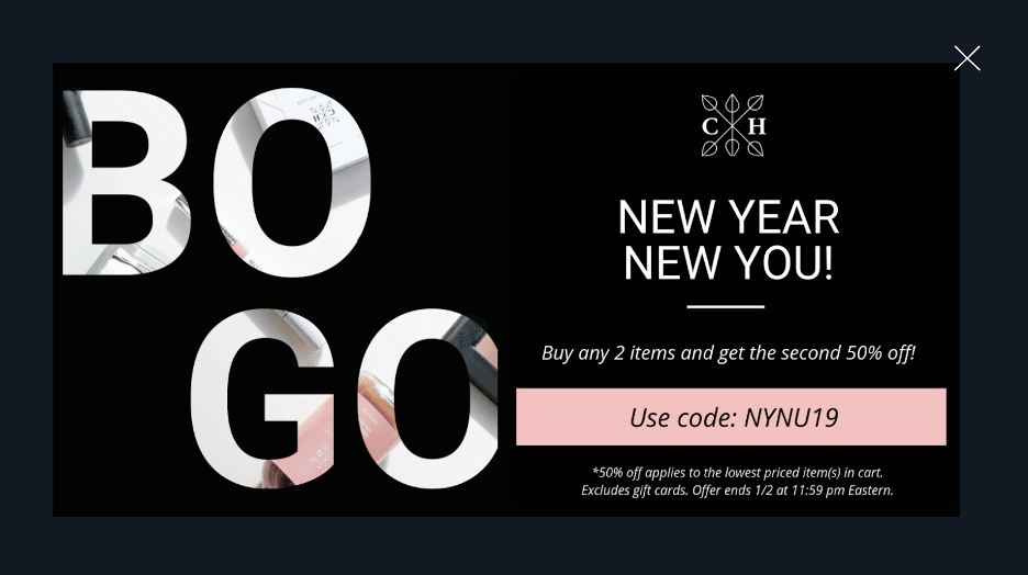 9 Ide Kampanye Popup Tahun Baru yang Dapat Anda Curi (Contoh & Template Kehidupan Nyata) new year popup 03 - 9 New Year Popup Campaign Ideas You Can Steal (Real-Life Examples & Templates)