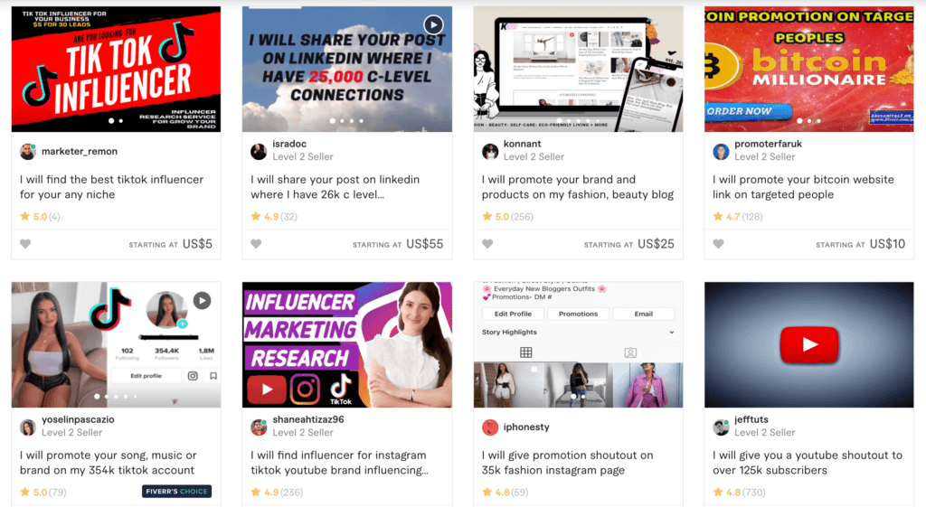 fiverr-influencer-pemasaran | Afiliasi Mudah You can connect with countless influencers via the Fiverr marketplace.