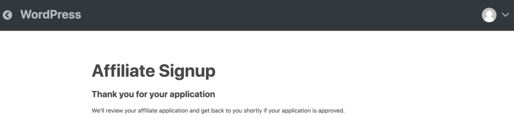 easy-conferma-affiliazione- | Affiliazione facile An affiliate application process confirmation message.