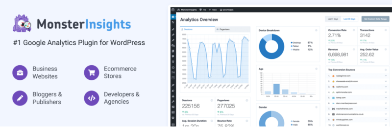 Spanduk MonsterInsights | Afiliasi Mudah The MonsterInsights plugin.