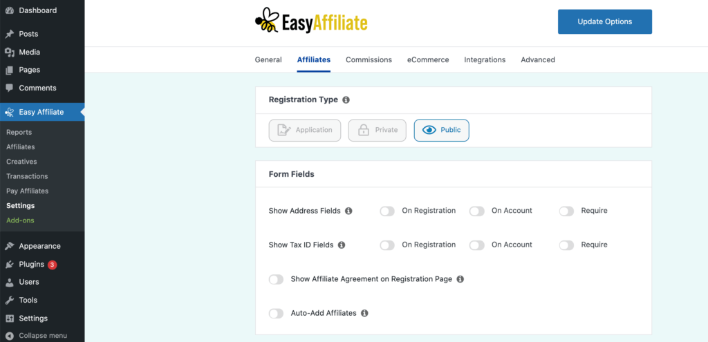 附屬標籤 |輕鬆加盟 The Easy Affiliate settings.