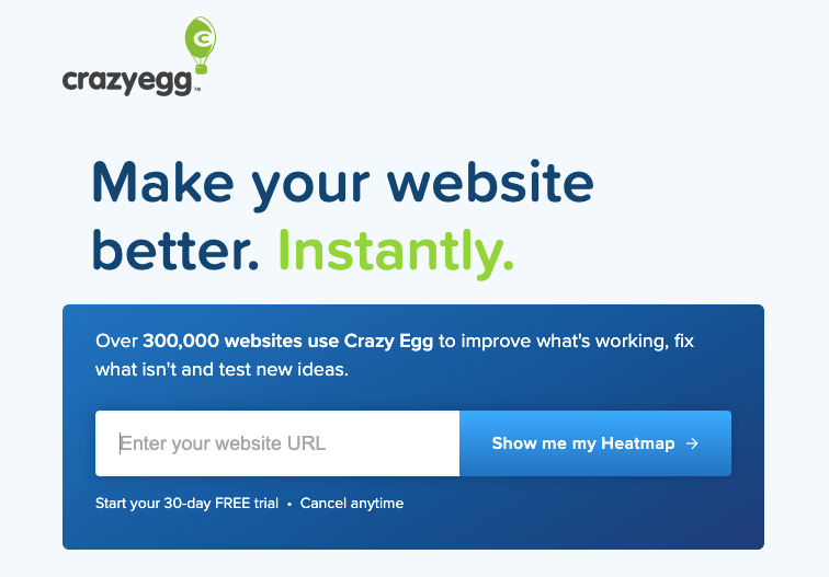 瘋狂的蛋cta |輕鬆加盟 Crazy Egg's "Show me my Heatmap" CTA.