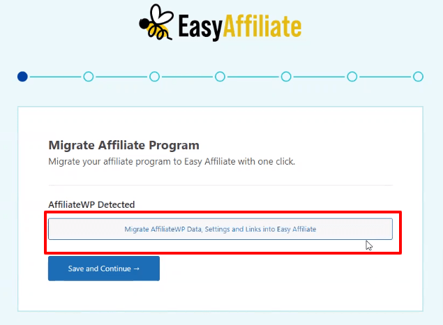 |輕鬆加盟 Use the set up Wizard to switch from AffiliateWP to Easy Affiliate