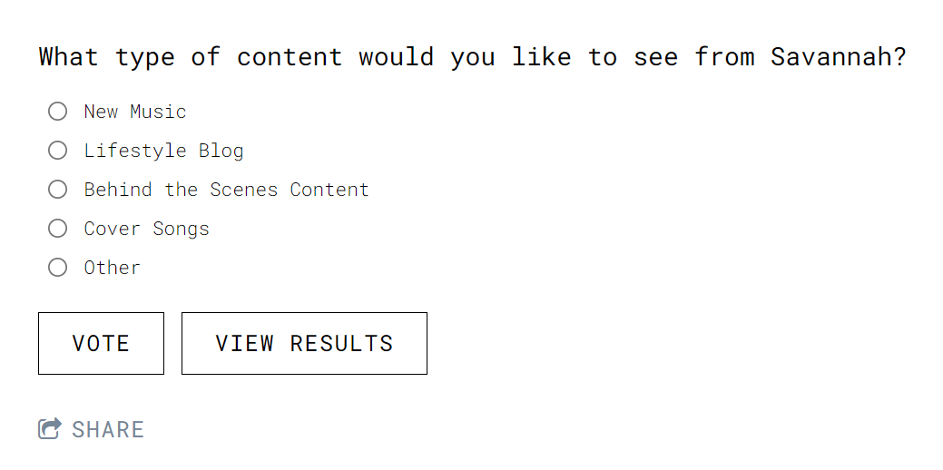 Contoh Polling Konten Audiens | Afiliasi Mudah A sample poll asking what kind of content the audience would like to see.