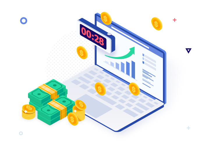 Verdienen Sie Geld, während Sie schlafen, Computer mit Geld