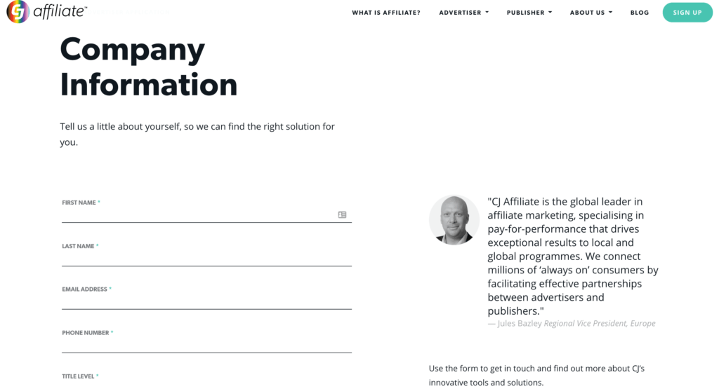 cj-afiliasi-kontak | Afiliasi Mudah The CJ Affiliate pricing form.
