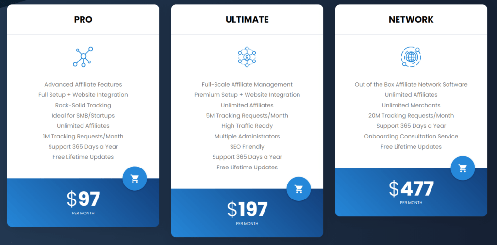 제휴 후 가격 책정 계획 | 쉬운 제휴 Post Affiliate Pro pricing plans