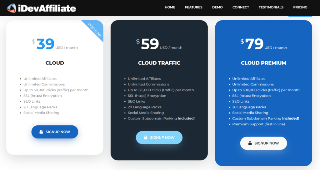 idevaffiliate-cloud-pricing-plans | 쉬운 제휴 iDevAffiliate Cloud pricing plans