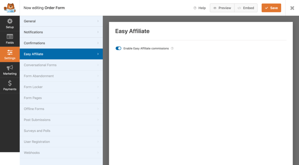 katelyn_WPForms-Ustawienia | Łatwy partner Enable Easy Affiliate within the WPForms form builder