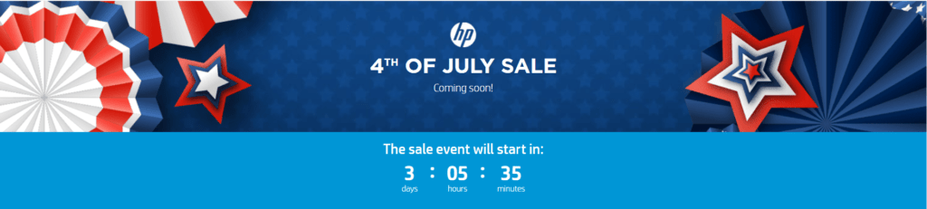 7 月 4 日促銷 |輕鬆加盟 A 4th of July themed sale banner with red, white, and blue stars.