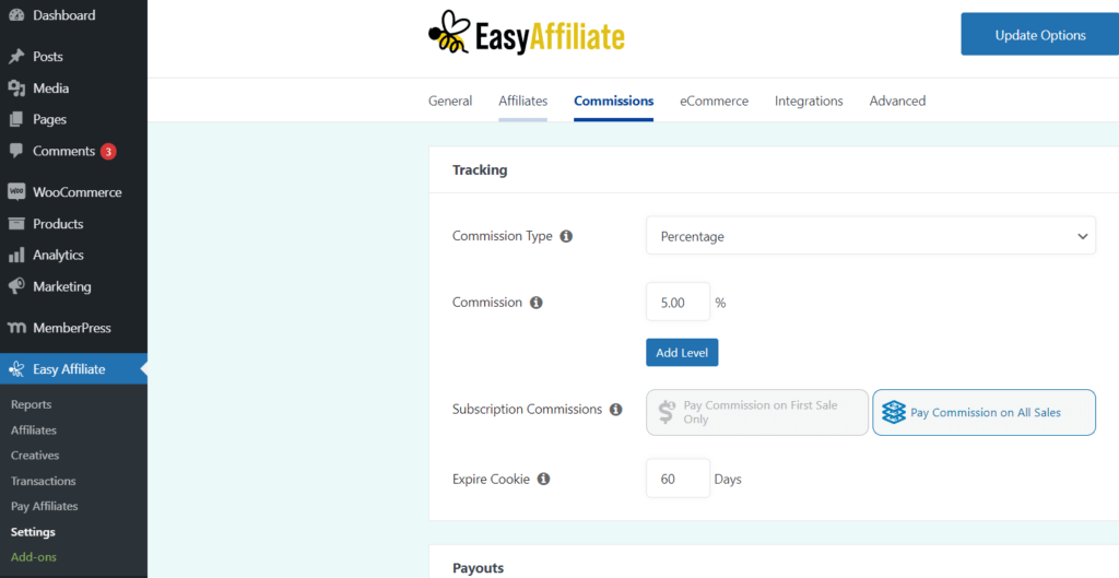 易加盟佣金|輕鬆加盟 The commissions section of the Easy Affiliate plugin