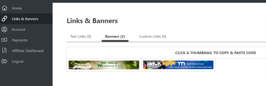 會員-Dashbo-2 |輕鬆加盟 Easy Affiliate Affiliate Dashboard Links and Banners