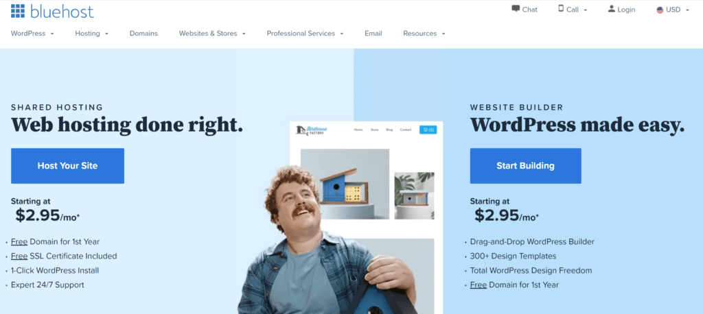 最佳虛擬主機 |輕鬆加盟 Bluehost homepage
