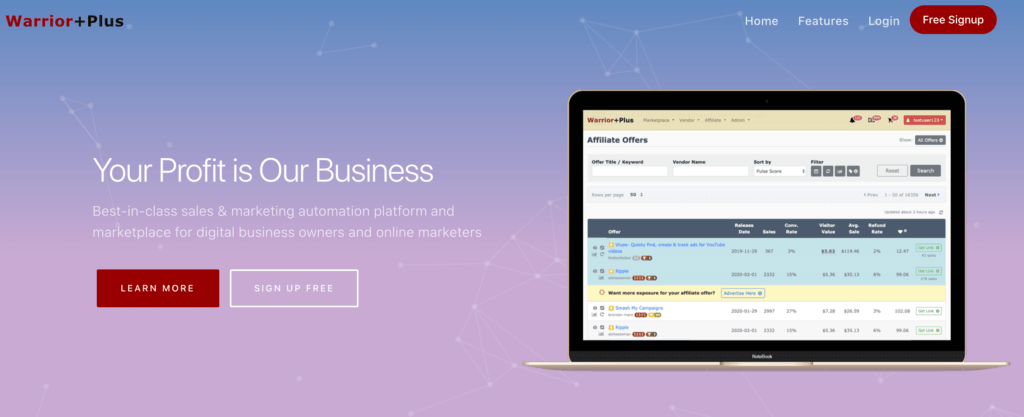guerrero-plus-afiliado | Fácil Afiliado The WarriorPlus website.