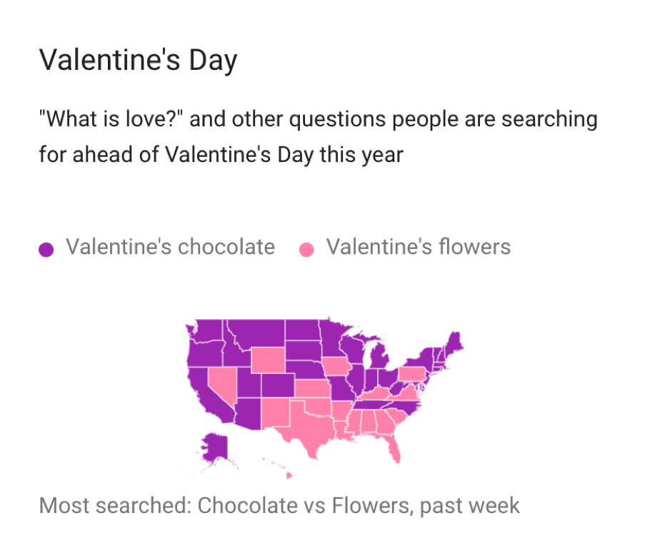 ข้อมูลแนวโน้มของ Google แผนที่ของสหรัฐอเมริกา