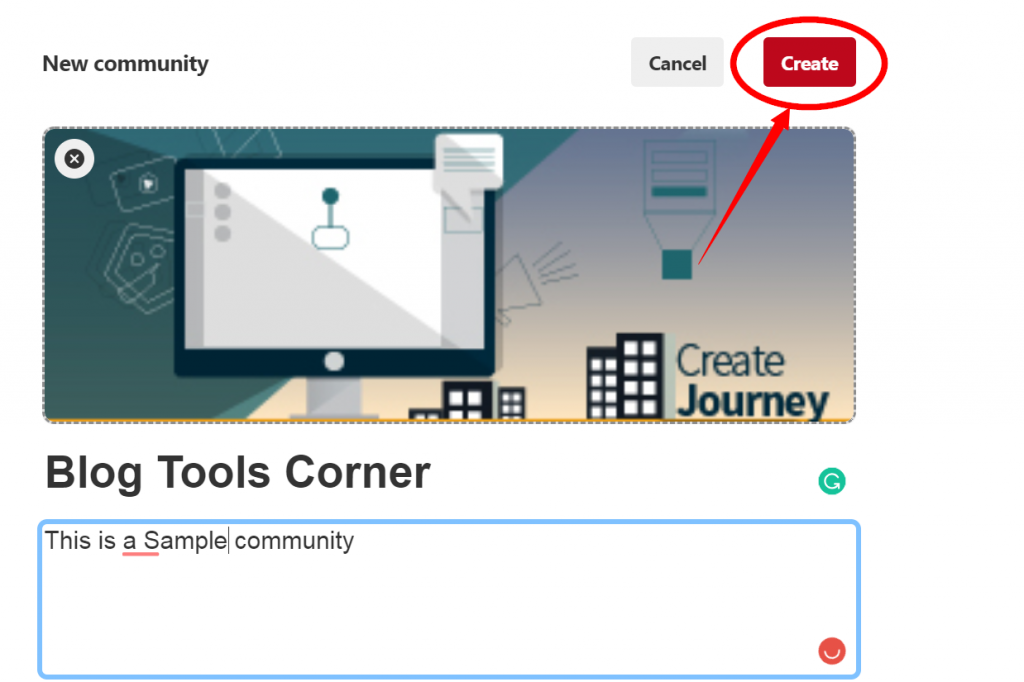 passo finale per creare una community Pinterest