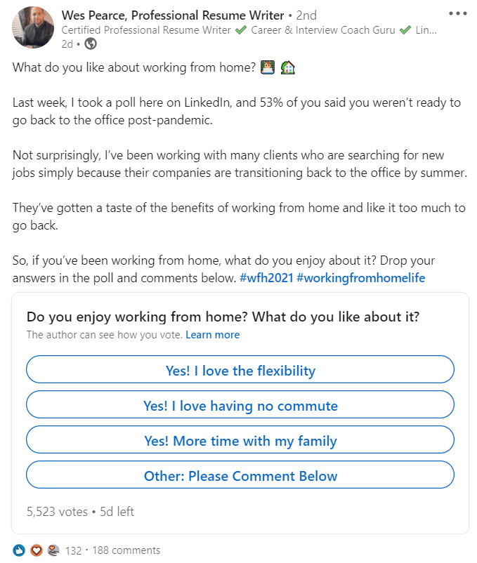 Sondaggi degli influencer di Linkedin