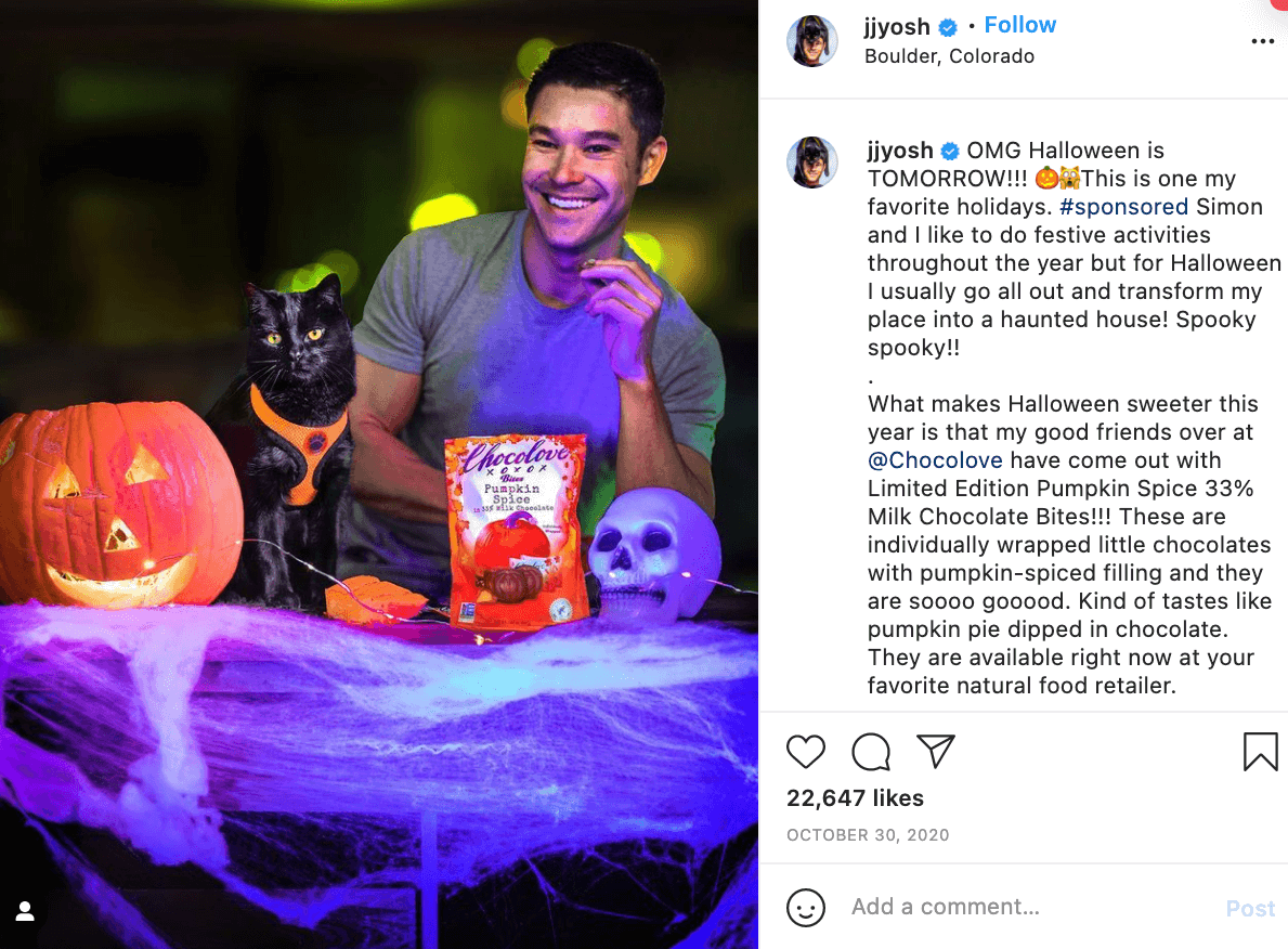 Post di Candy Instagram dell'influencer di Halloween