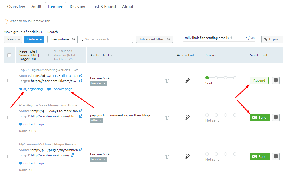 rimuovere i collegamenti tossici