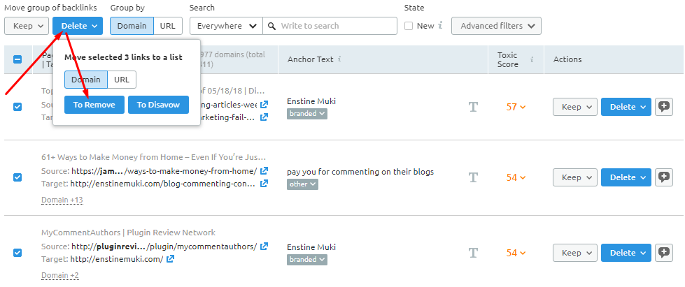 rimuovere i domini tossici
