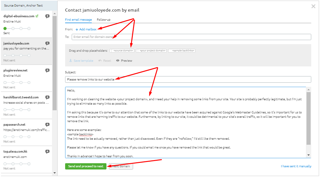 invia emaill tossico