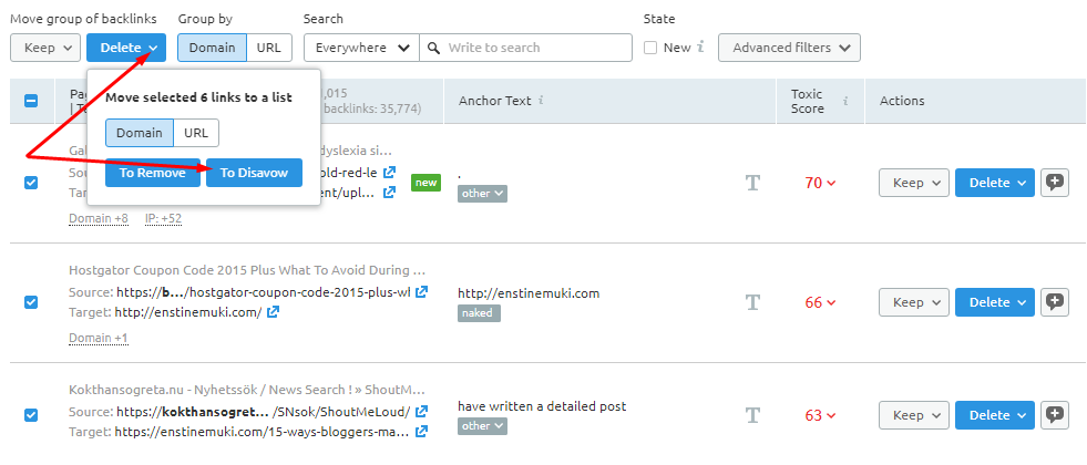 rinnegare i collegamenti