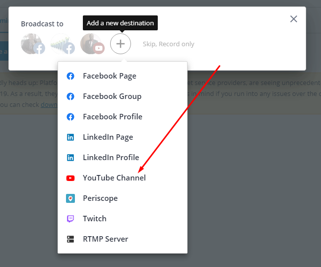 cum să transmiteți în direct canalul de youtube