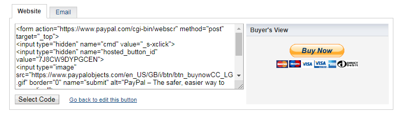 HTML-Code für Paypal-Zahlungsschaltfläche