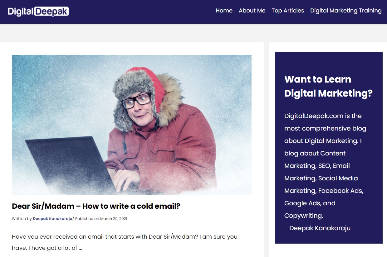 Deepak-Kanakaraju — bloger zajmujący się marketingiem cyfrowym z Indii