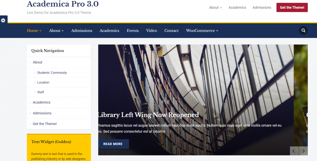 Página inicial da Academia Pro