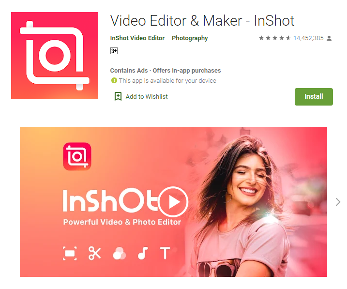 InShot - aplikacje do edycji rolek na Instagramie