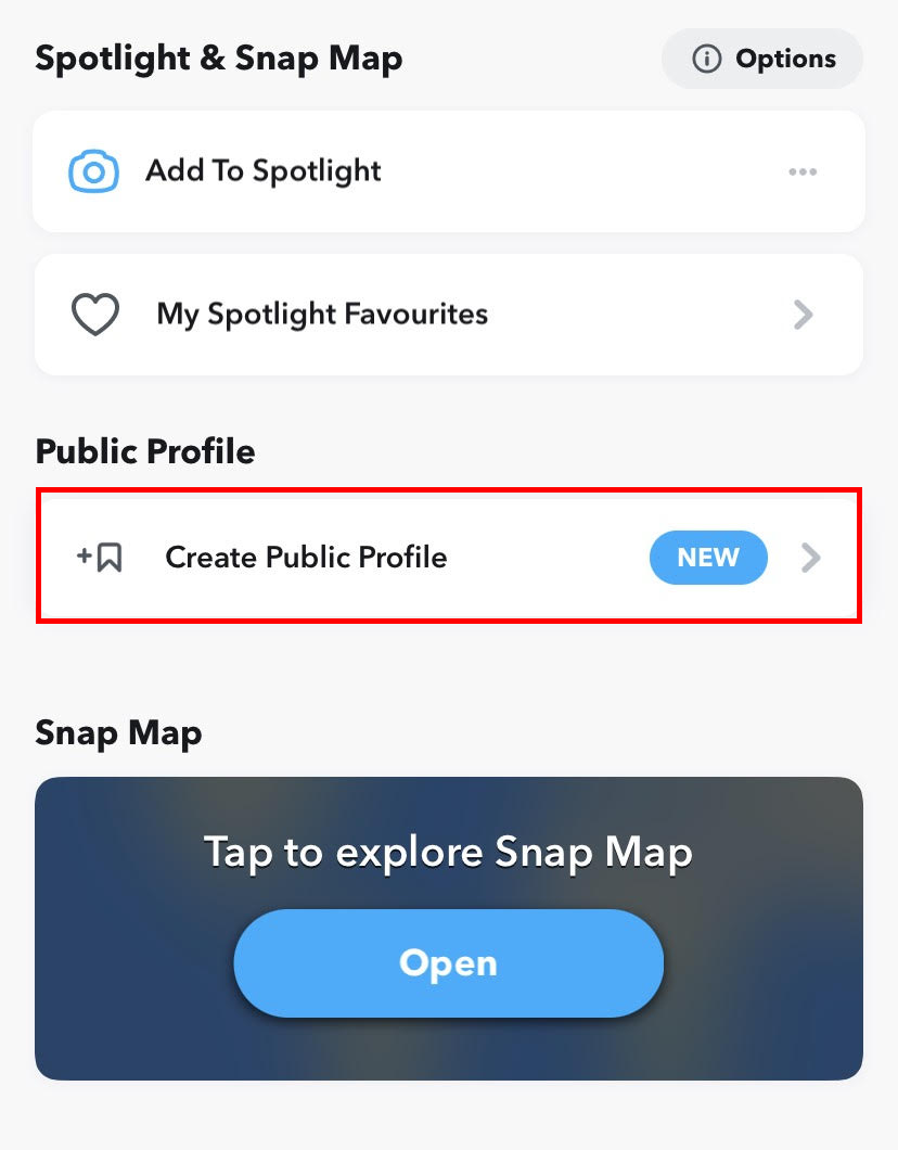 الملف الشخصي العام على Snapchat