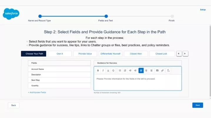 Escolher campos-chave
