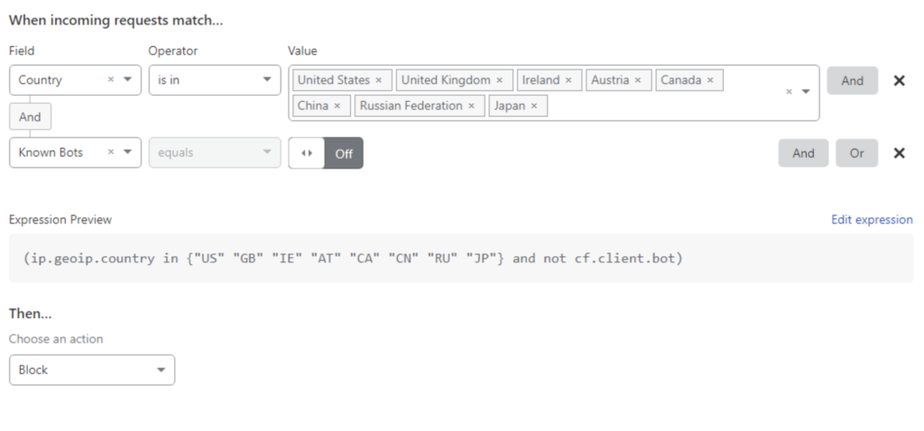 按国家/地区阻止交通机器人