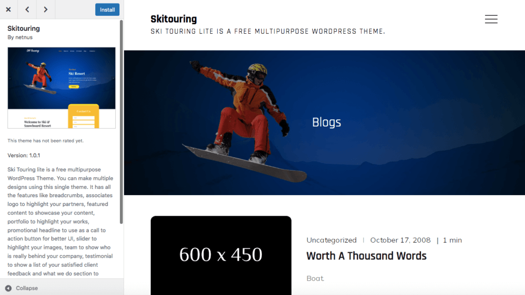 Skituring-Temă | Afiliat ușor Skitouring WordPress theme