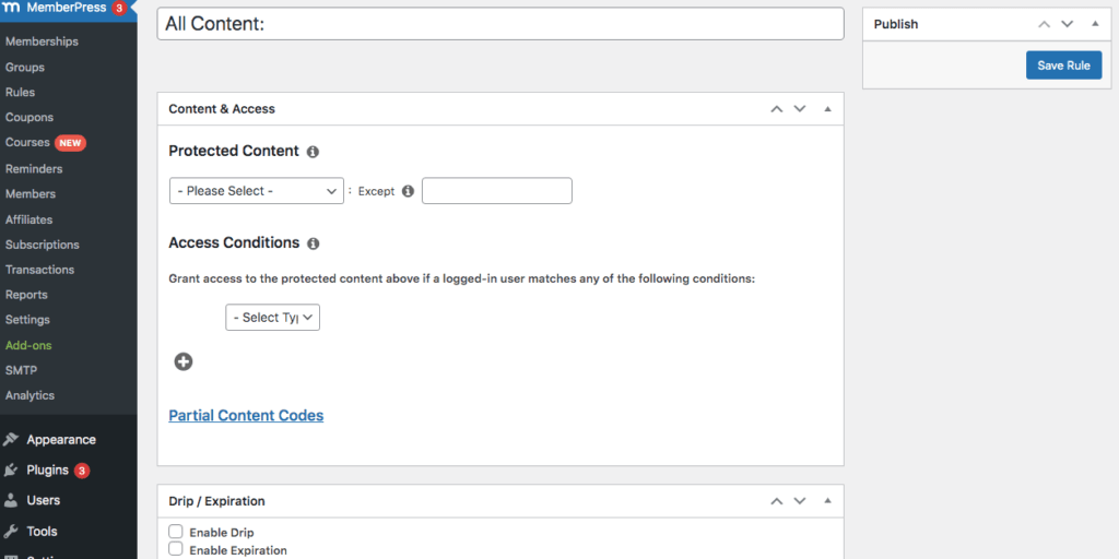 Regulă de membru | Afiliat ușor Adding membership rules
