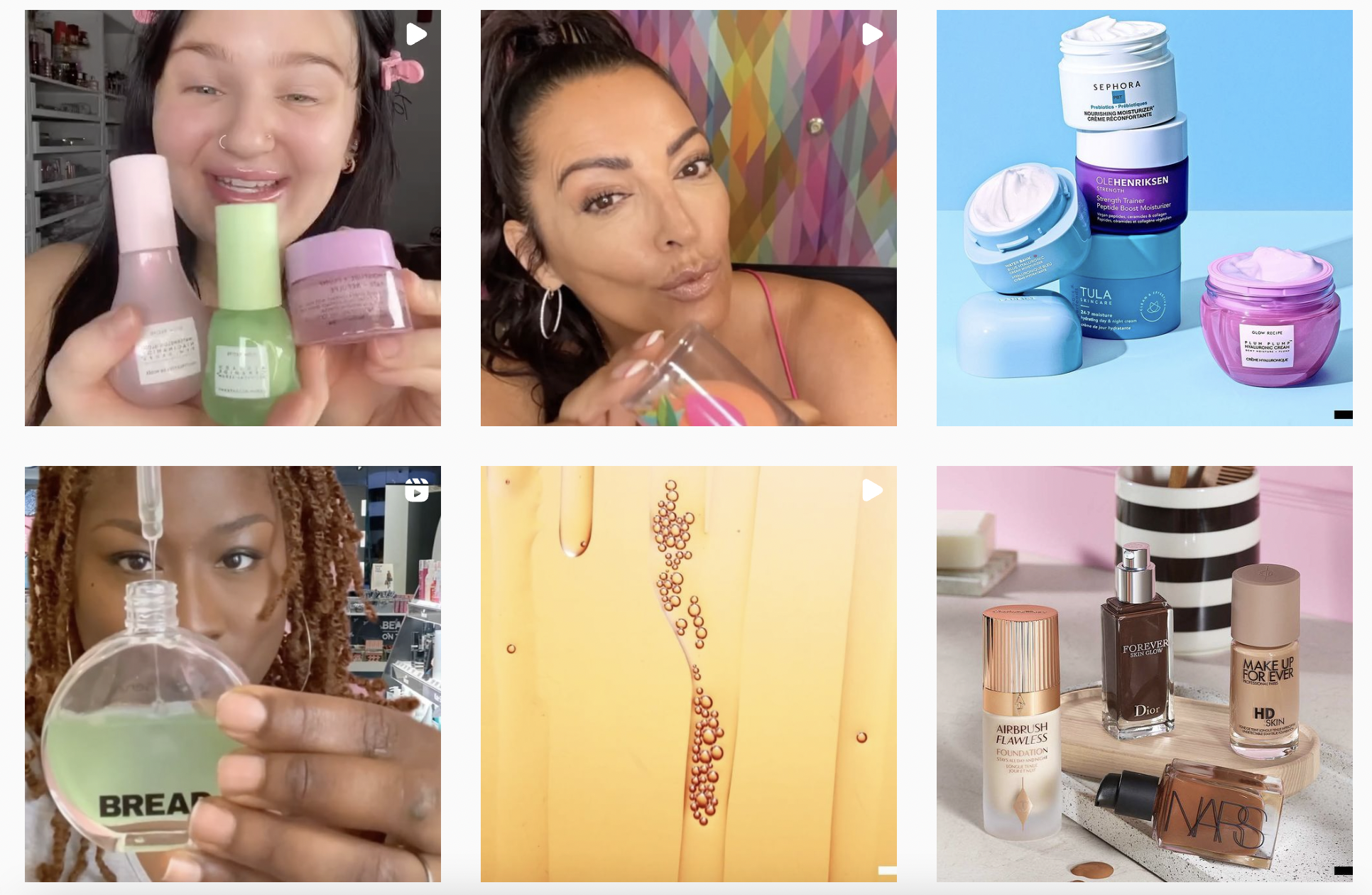 Comment la gamification peut améliorer votre programme de fidélité VIP - une capture d'écran de la page Instagram de Sephora, montrant des images de contenu générées par l'utilisateur