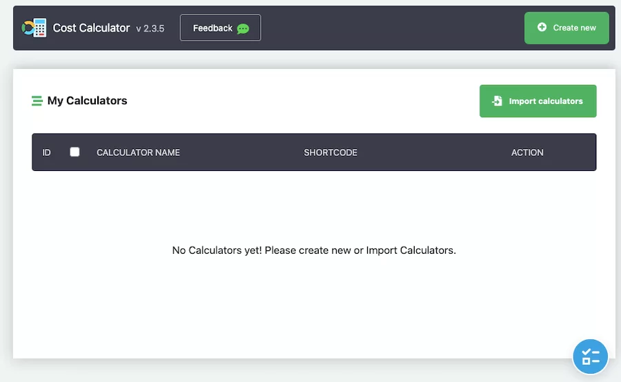 Crear una nueva calculadora de costos