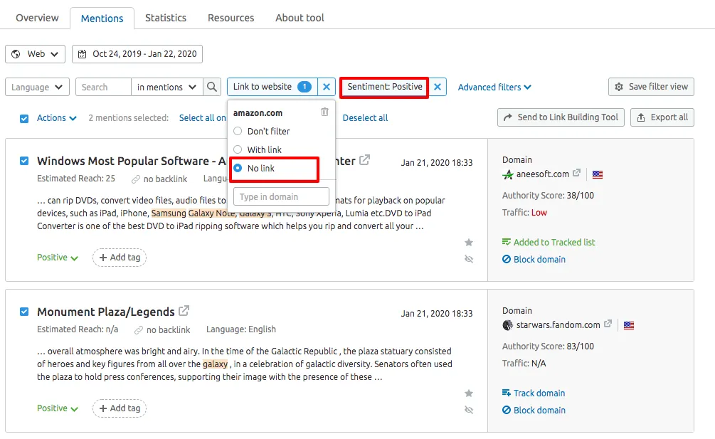 يذكر العلامة التجارية غير المرتبطة SEMrush