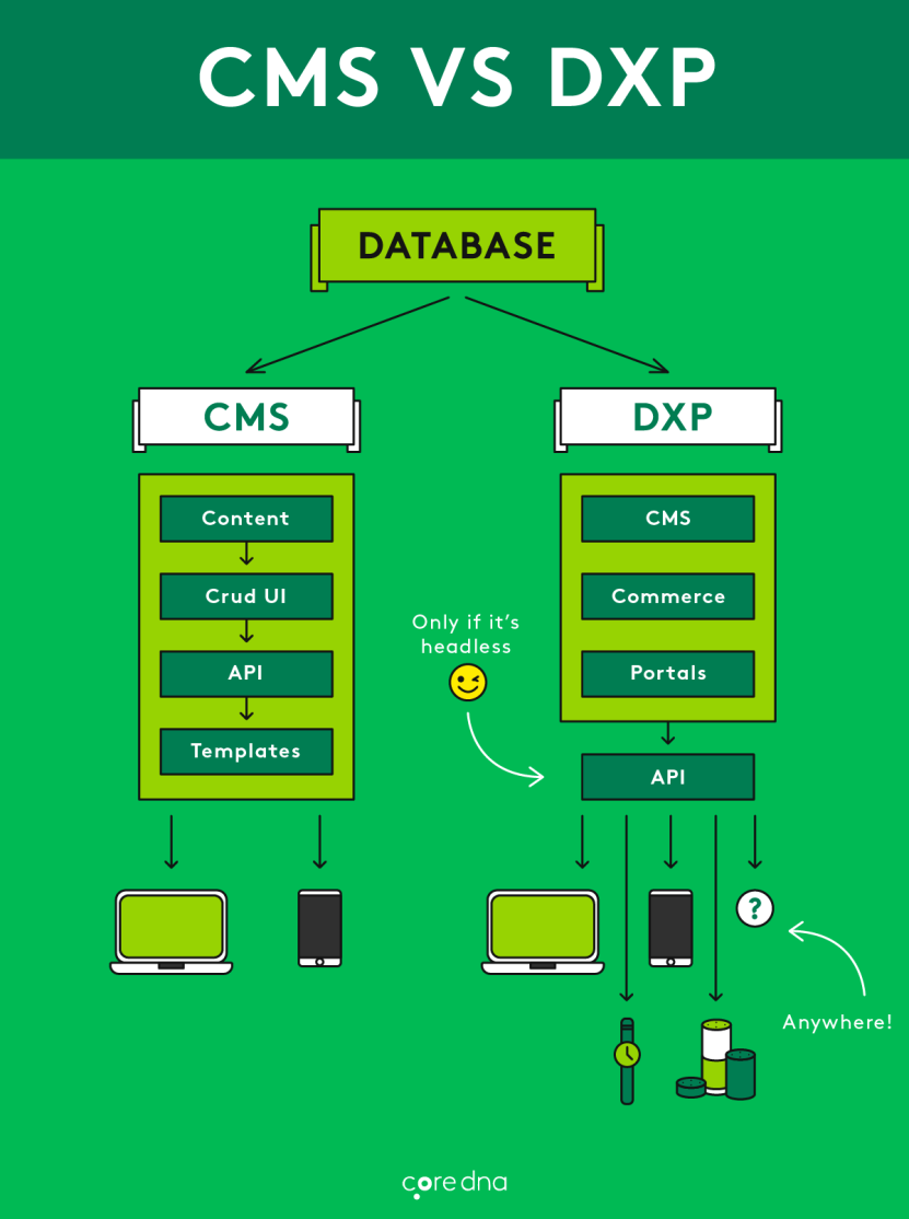 DXP vs. CMS-Infografik