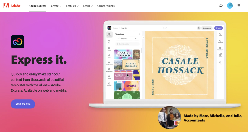 ビジュアルコンテンツを作成するためのadobeexpress